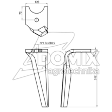 Ząb brony 120x16 mm prawy K2500100 Kuhn