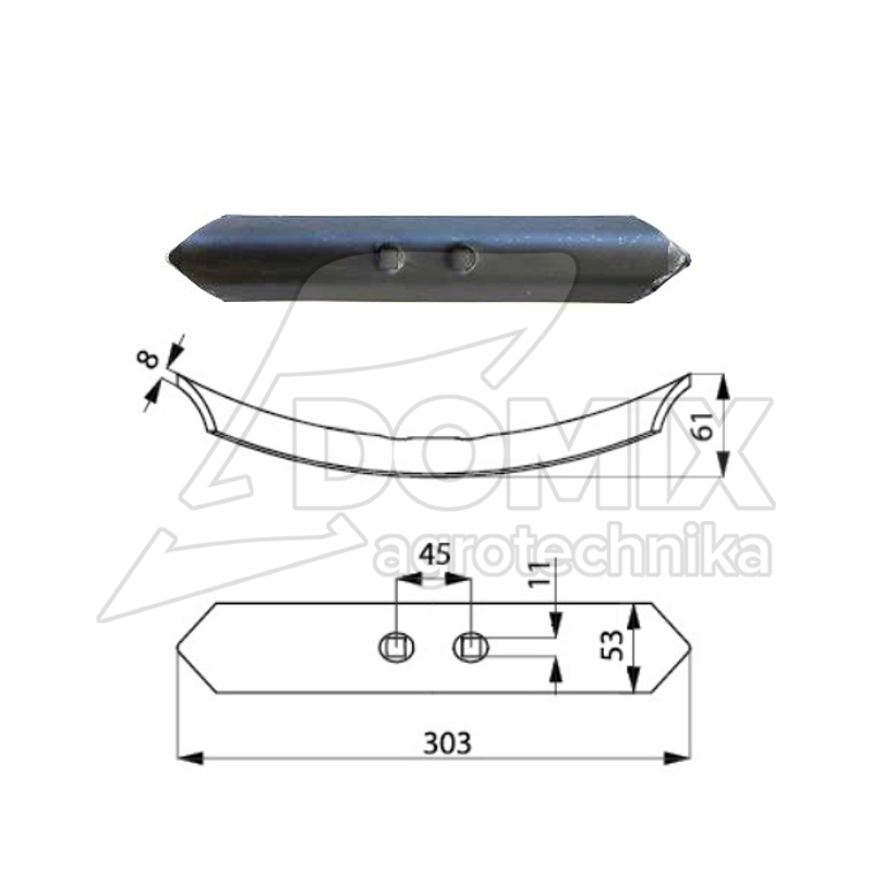 Redliczka wygięta 2-otw 53x8x303mm 550299