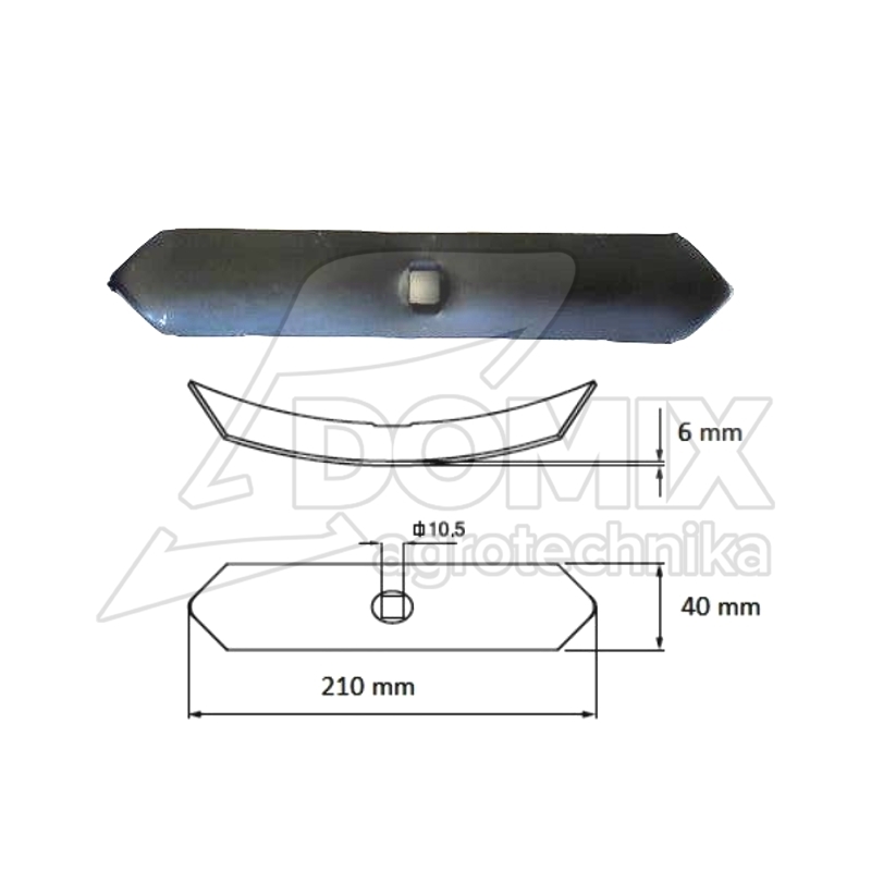 Redliczka wygięta 1-otw 40x6x210 mm 550034, VRF6L