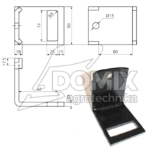 Uchwyt zęba 70x12mm na ramę 80x80mm AF7012/80