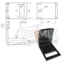 Uchwyt zęba 70x12mm na ramę 80x80mm AF7012/80