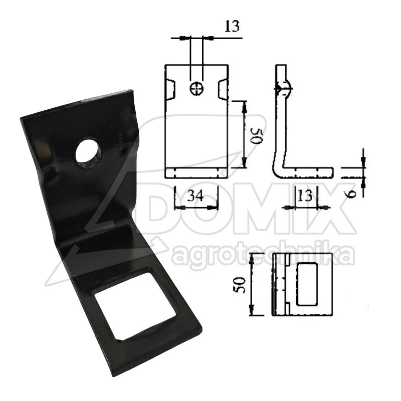 Uchwyt zęba 32x10/12mm na ramę 50x50mm AF662 MP