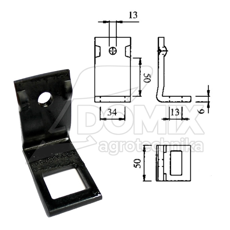 Uchwyt zęba 32x10/12mm na ramę 50x50mm AF662